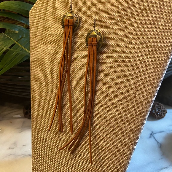 Leather Concho Earrings - Picture 3 of 3